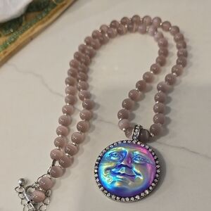 Iridescent Moon Pendant Necklace